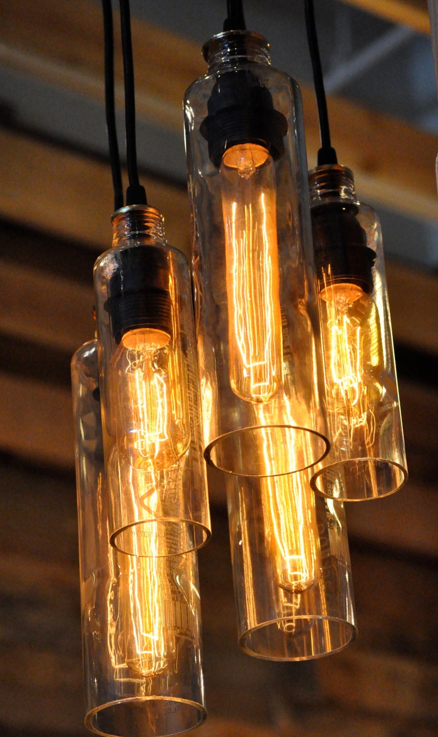 Recycled Bottle, Voss Bottle Pendant Lamp, Whiskey Bottle, Hanging Bottle, Hanging Lamp, Bottle Lamp with Edison Lightbulb