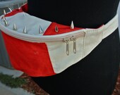 Vintage Red/Blue/Green Custom Canvas Fanny Pack Studded and Distressed