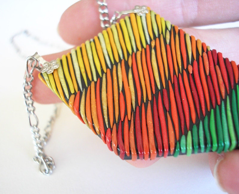 Art Jewelry / Handmade polymer clay necklace, rainbow pendant / "On the way to the Rainbow" /