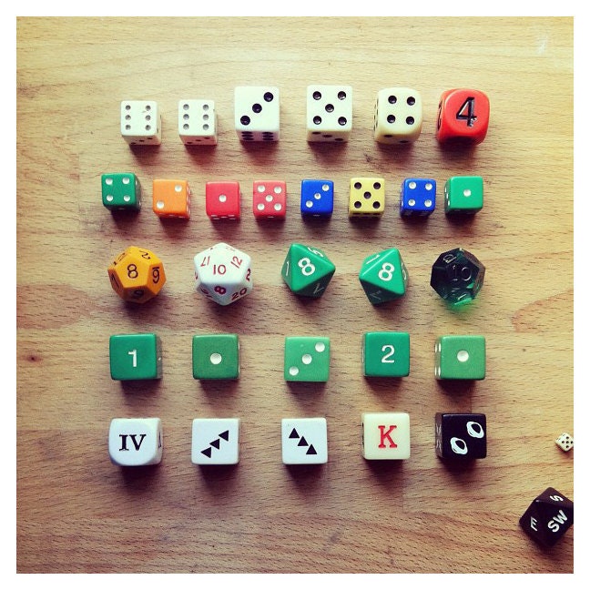 Dice Organized Neatly // 5x5" Color Photograph
