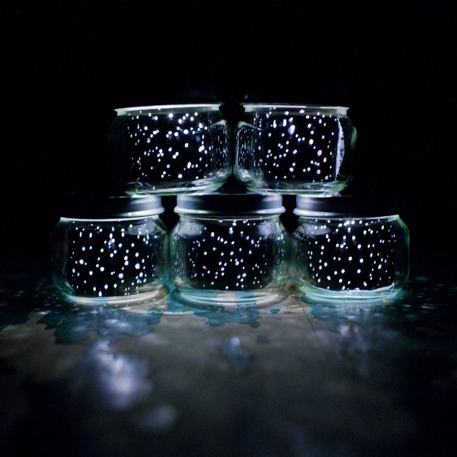 STAR JARS set of 5 // 2oz  upcycled constellation nightlights