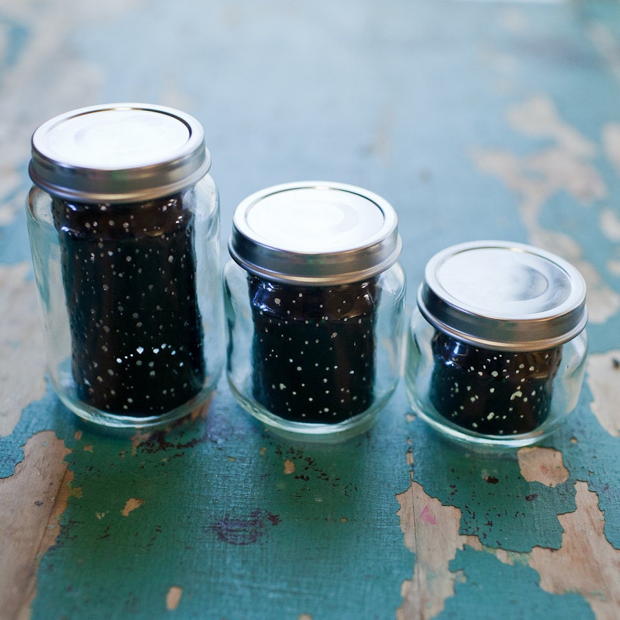 STAR JARS set of 3 // 2oz, 4oz, & 6oz  upcycled constellation nightlights