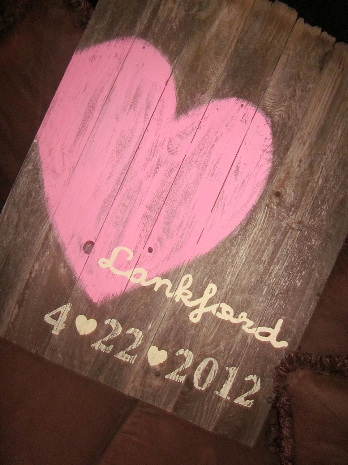 Wedding sign painted on reclaimed wood