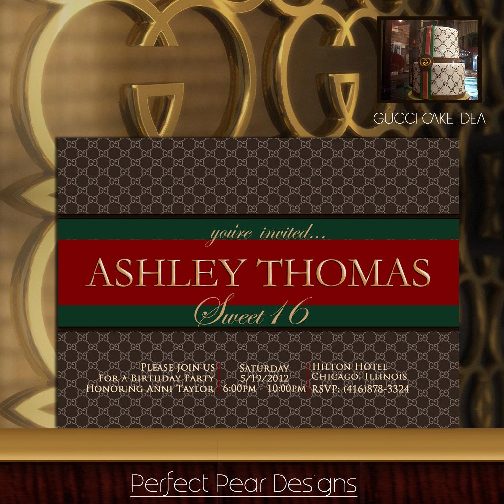 Gucci Theme - Invitation, Birthday Sweet Sixteen, Retirement, boys, girls, teen, kids adults 5x7 or 4x6 (Printable DIY Digital)
