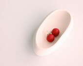 Cherry pea pod stud earrings - sterling silver