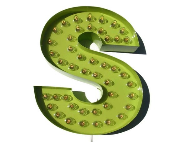 Key Lime Green Letter S Metal Marquee Light