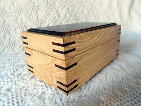 Wooden Box - A Clear Hickory & Walnut Keepsake Box - PRICE REDUCED