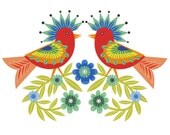 CbyC Studio Original Illustration  -  Folk Art Birds - Limited Edition Print