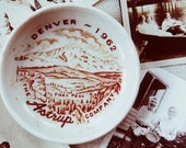 mile high city souvenir - vintage denver colorado mountain scene ceramic dish