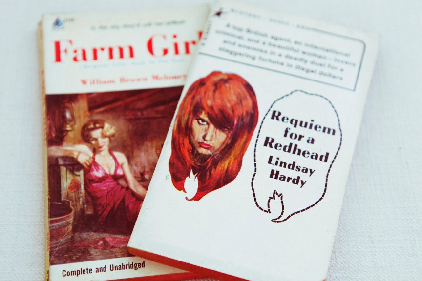 retro romance books - vintage set of 2 kitschy romance novels