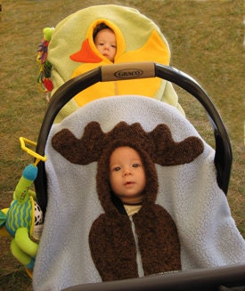 Moose Baby Car Seat Cover... on medium blue