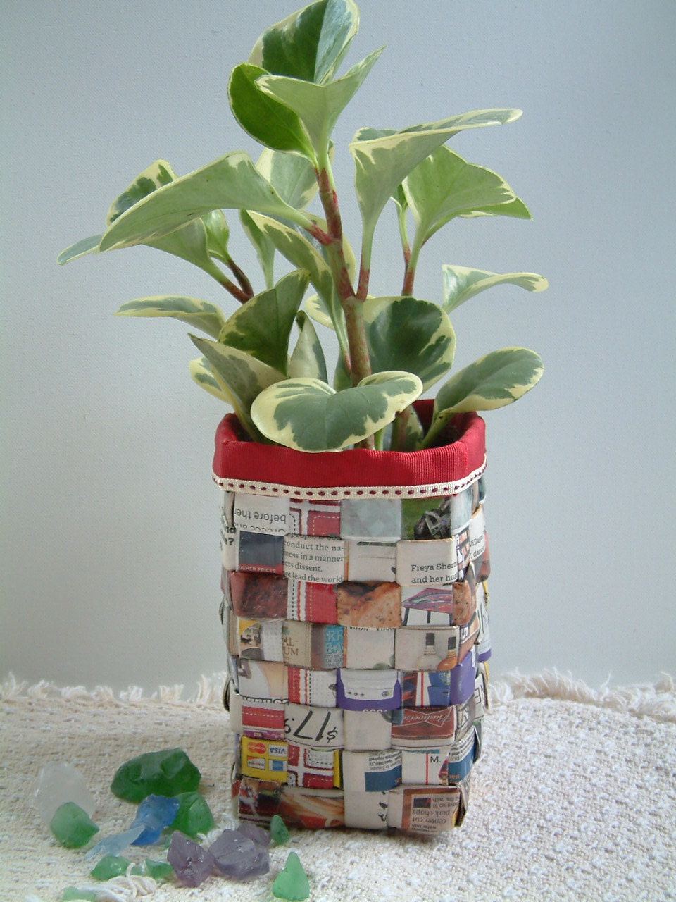 Handwoven paper basket