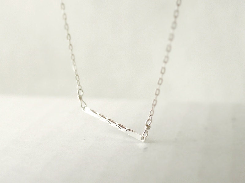 Tiny bar necklace - silver etched dash on sterling silver - simple minimal modern by illusy