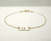 Initial tag bracelet - thin dash on gold filled -personalized custom dainty jewelry