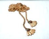 Long brass tassel necklace - vintage drops on raw brass - versatile minimal jewelry