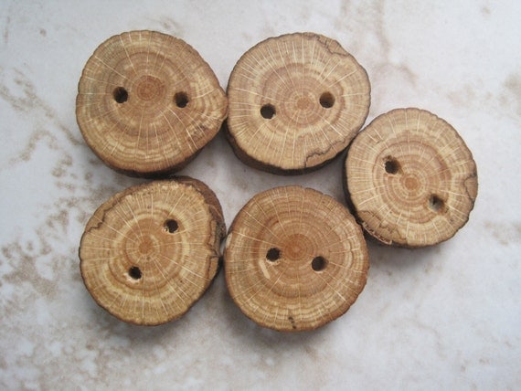 White Oak Wooden Tree Branch Buttons for Knitting, Crochet, or other Craft Projects (Set of 5)