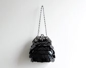 ON SALE - Black Swan Purse, black sequin handbag, vintage style small purse