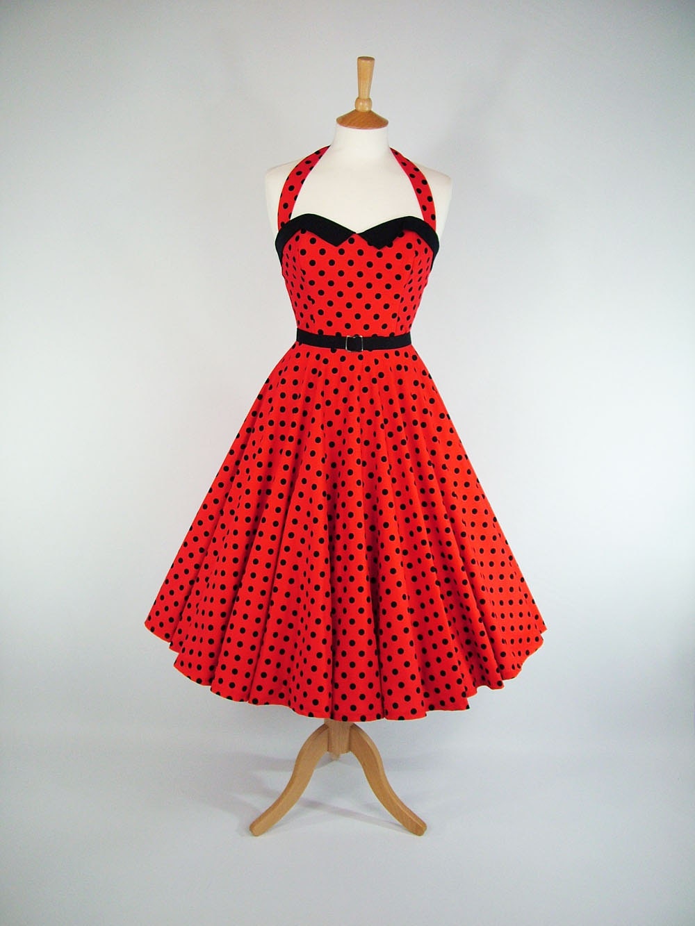 Made To Measure Polka Dot Full Circle Dress - Detachable Straps & Belt