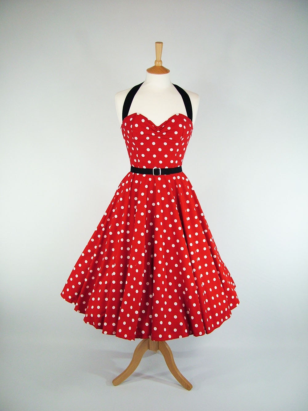 Made To Measure Polka Dot Full Circle Dress - Detachable Straps & Belt