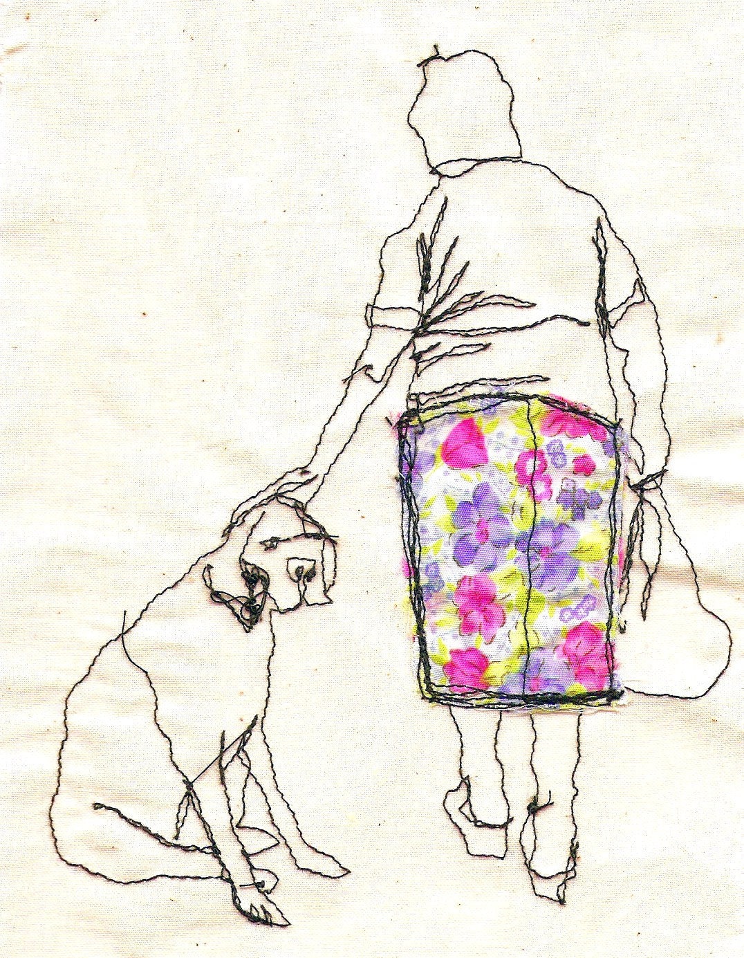 Print of an embroidered illustration by Sarah Walton
