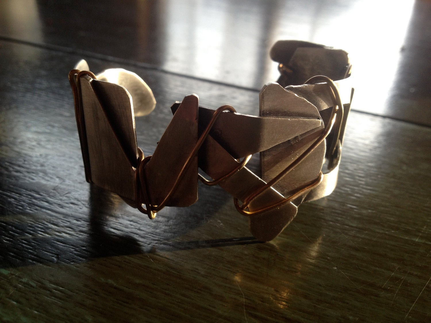 Silver Brass-Bound Patchwork Cuff