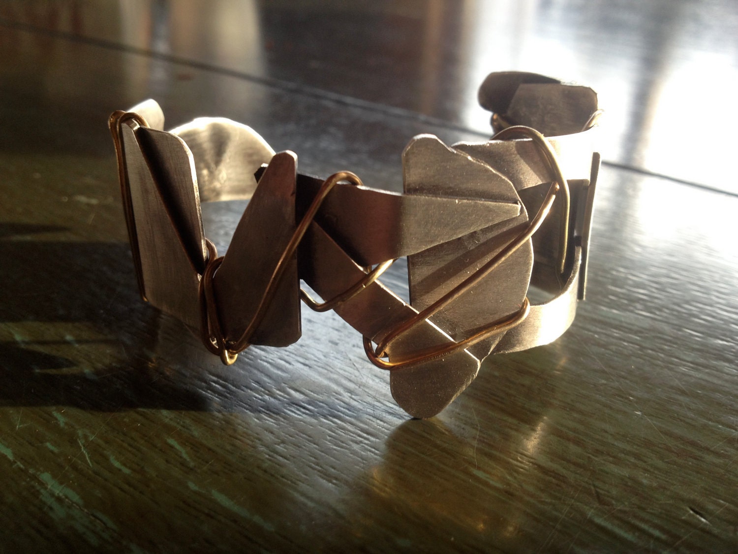 Silver Brass-Bound Patchwork Cuff