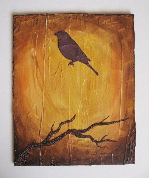 Original "Bird on a Branch" 8x10 acrylic painting