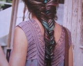 F R E E people /solid rainbow /fishtail braid/ colored human hair extension/ clip-in hair/ dip dye ombre/ (5) 3 inch wide hair extensions