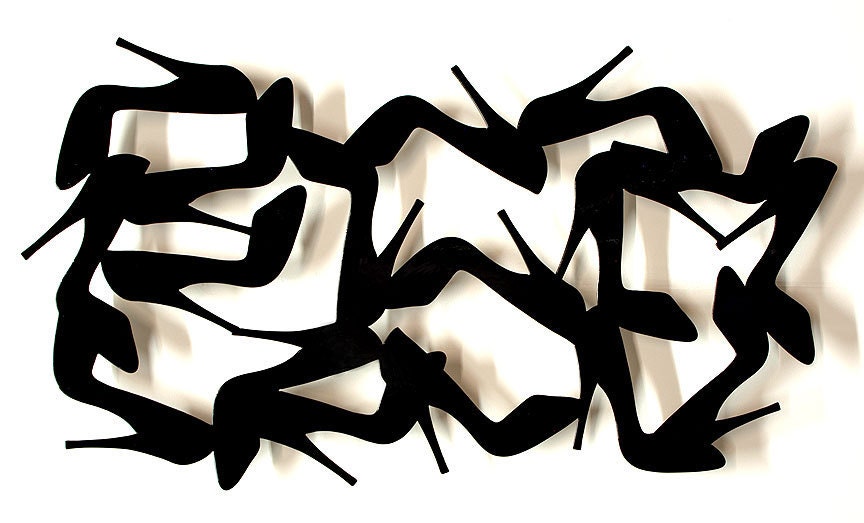 Shoe Fetish 2 modern stiletto high heel shoe wall sculpture in painted steel