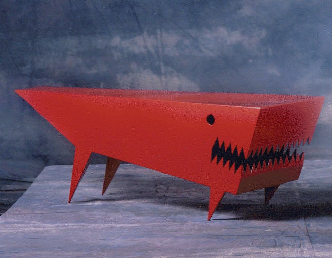 Angry Dog Table - Red cartoon style coffee table furniture by sculptor Bruce Gray