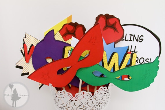 Superhero Party Photo booth Prop Package: (Printable Edition)