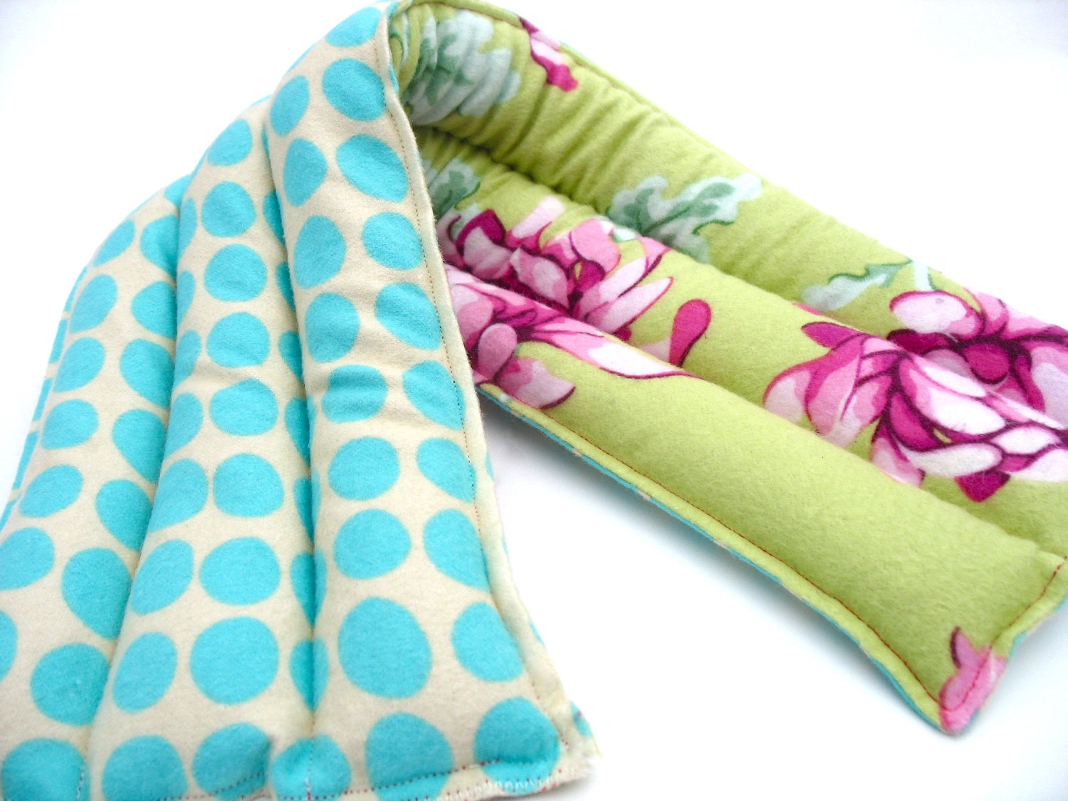 Herbal Heating Pad, Lavender Flax Seed Microwavable Heat Pack, Amy Butler Flannel, Pink Purple Mums
