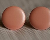 Vintage Round Rose Pink Button Earrings