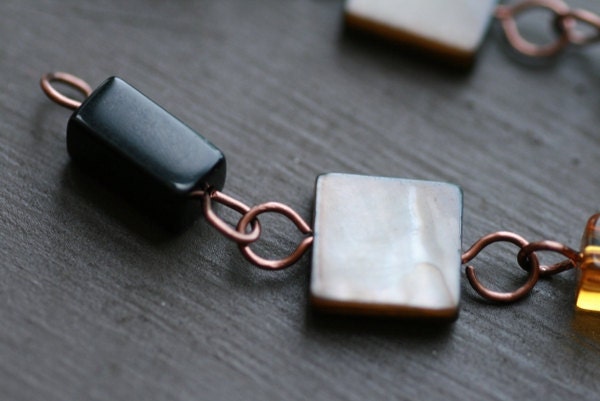 Retro Beaded Copper Wire Earrings