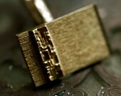 Vintage Gold and Silver Tone Cufflinks with Linen Finish and Raised Bar