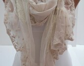 Cream Shawl/Scarf  with Lace