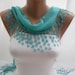 SpringGreen Cotton Shawl/  Scarf -Headband - Cowl with Lace Edge - Spring Summer Trends