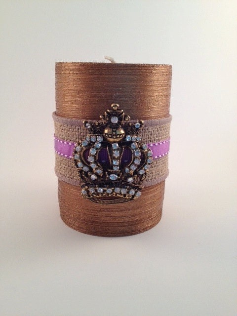 Wrapped Pillar Candle Burlap Fabric Blog