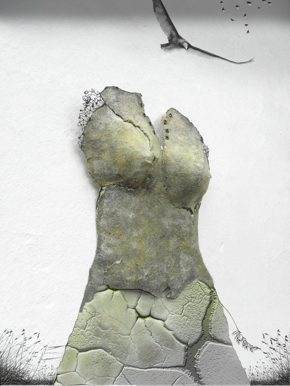 wall sculpture relief  art woman torso office original gift