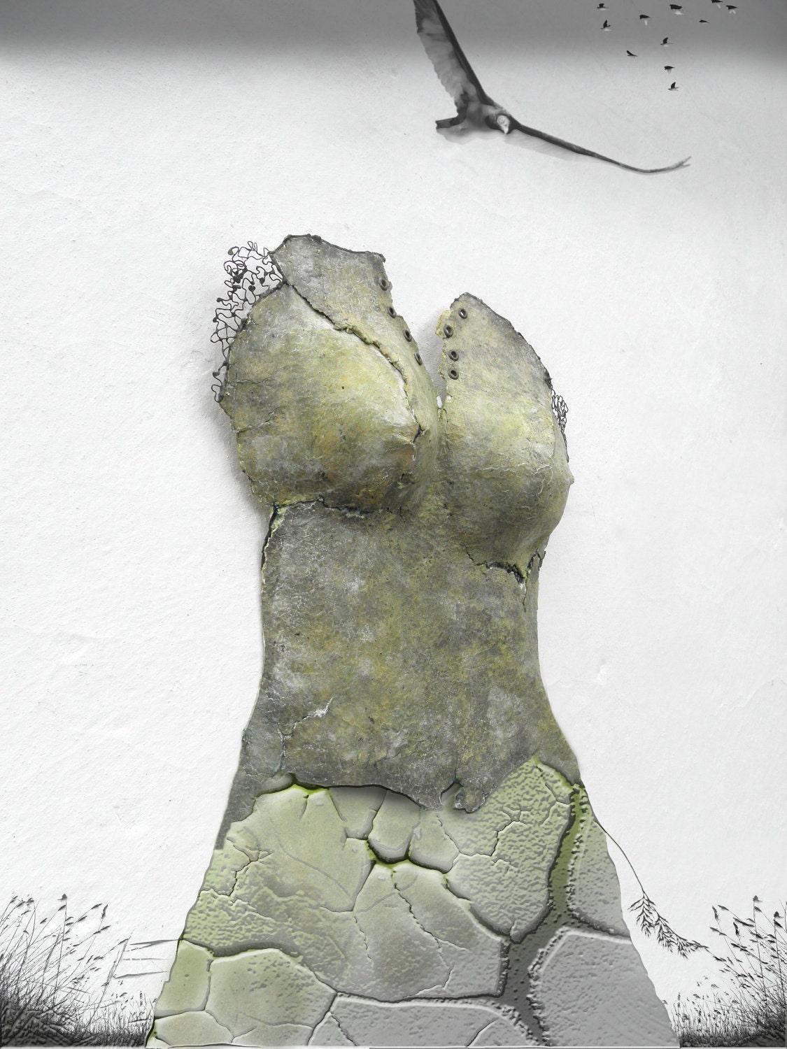 wall sculpture relief  art woman torso office original gift