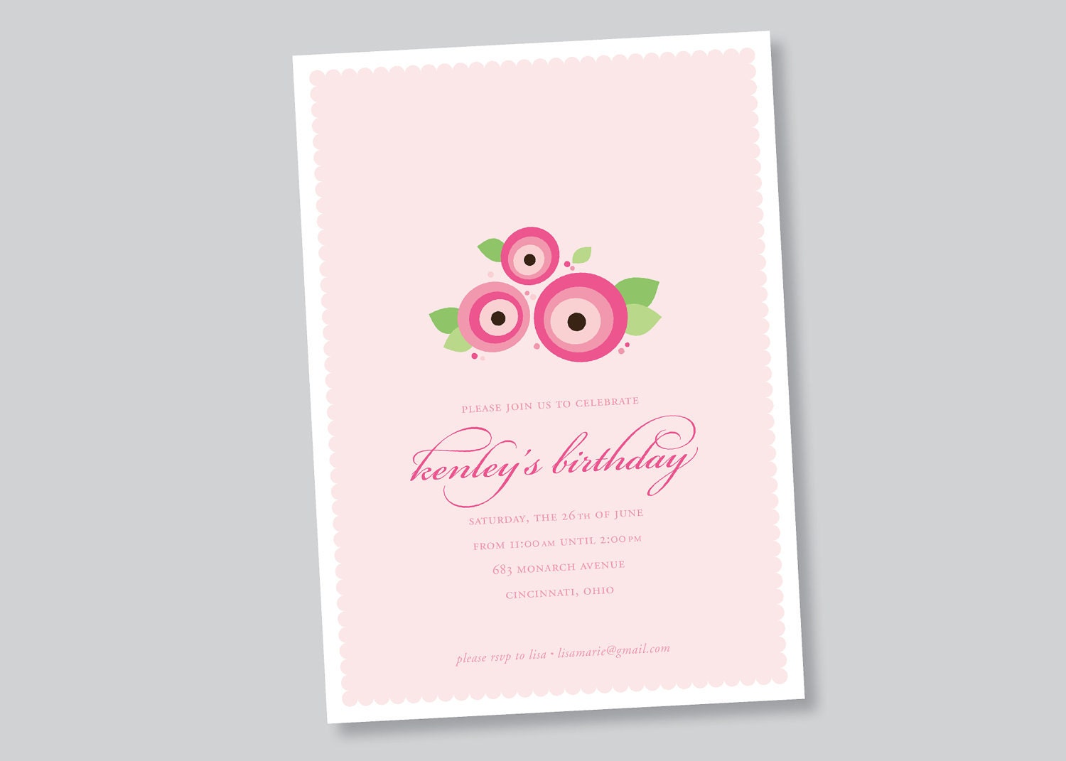 girls birthday party invitation . custom