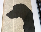 SALE - Labrador Lab Retriever Silhouette on Vintage Encyclopedia Page
