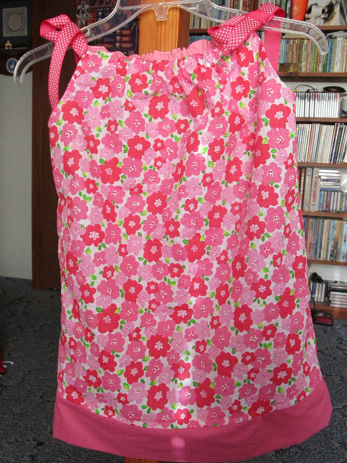 Girl's handmade pillowcase dress, Girl's clothing,  pink floral dress,  size 6