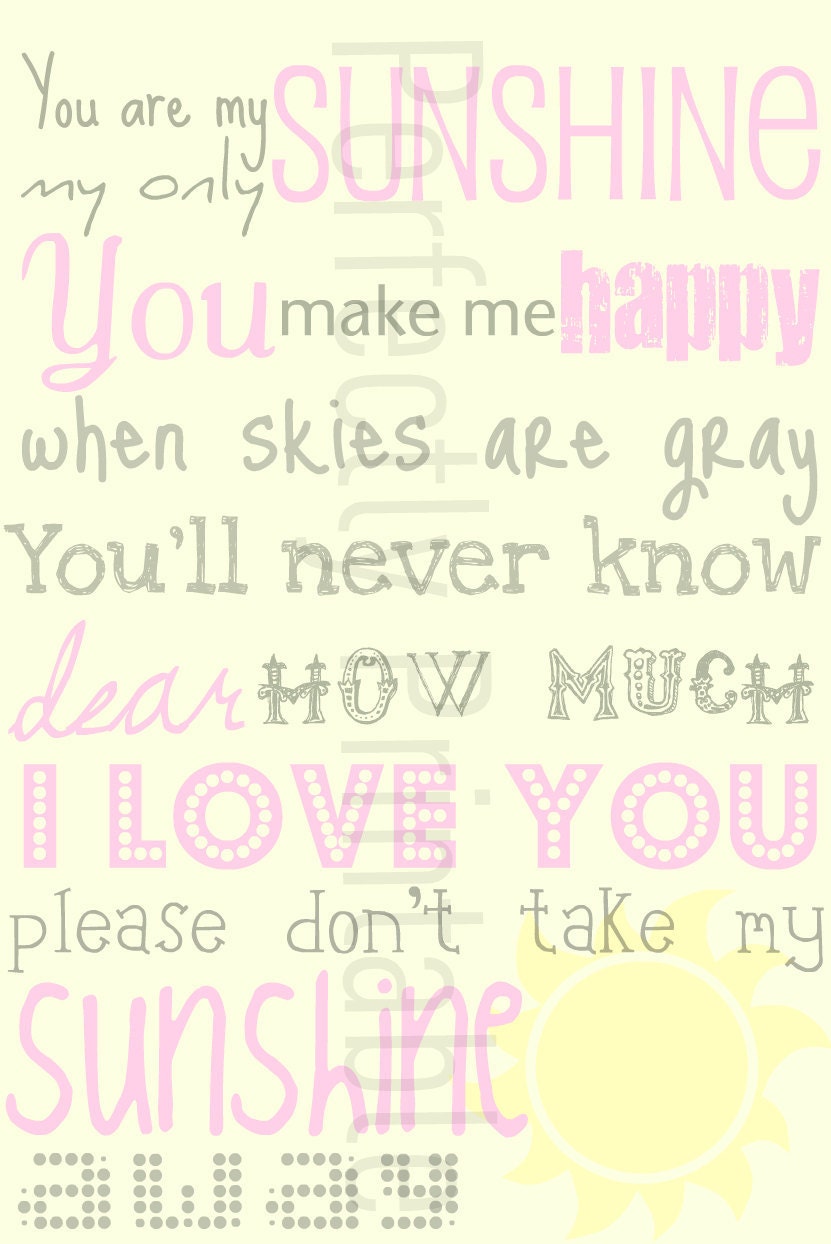 You Are My Sunshine Printable In Gray and Pink