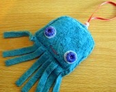 Turquoise Chibi Octopus - Hand-stitched Hanging Decoration