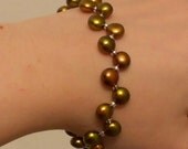 Zig Zag Green, Bronze and Gold Beaded Bracelet