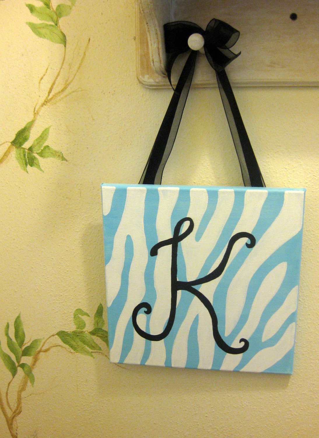 Zebra Print Letter "K" Painting