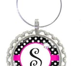 Set of 6 - PERSONALIZED WINE CHARMS - Polkadots- Swavorski Crystals- Perfect For Bachelorette Party Favors, Wedding Favor, and Gifts