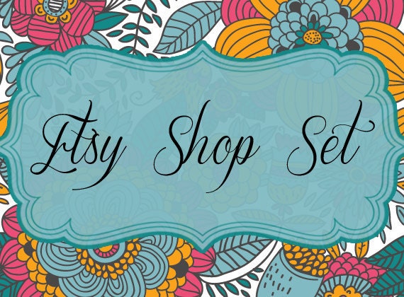 3- Piece Etsy Shop Banner Set Colorful Floral  No.18 - pixelbar