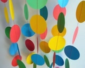 Birthday Party Decorations, red, blue, yellow, green, paper garland,10 ft.